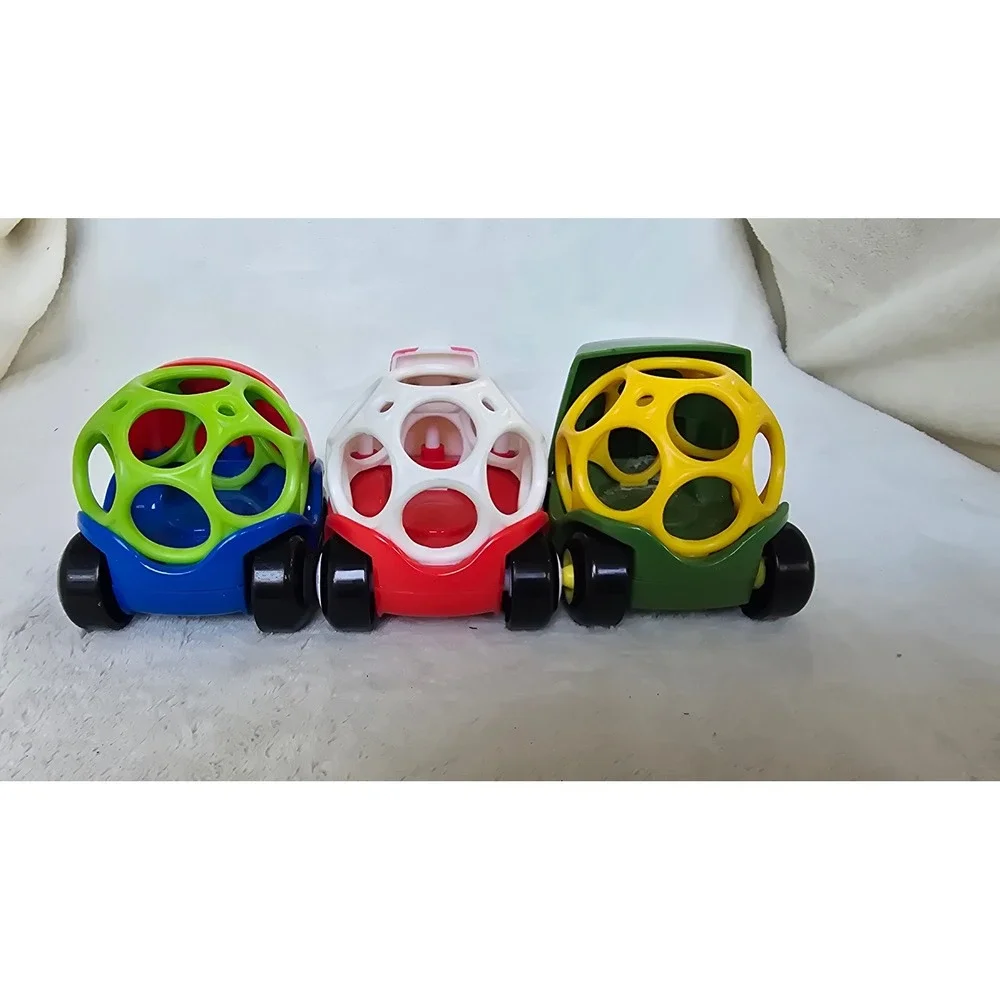 Oball Go Grippers Toy Vehicle Lot John Deere Tractor Ambulance Race Car 3pc Set